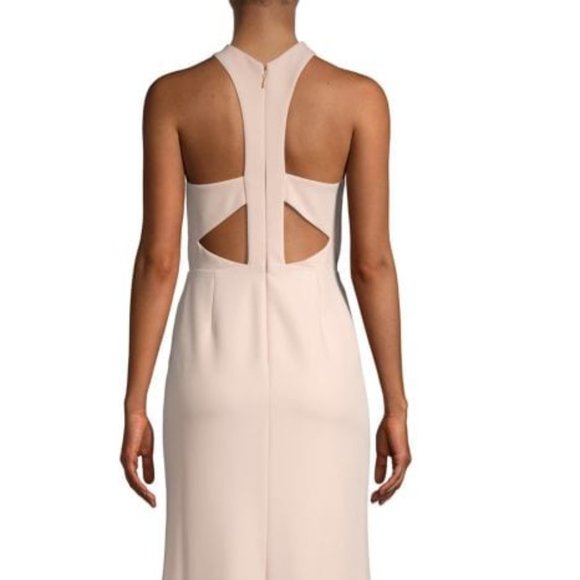 New* BCBGMAXAZRIA Cut-Out Halter-Neck Gown Dress Bare Pink Color Size 8 $338.00 - Picture 4 of 9